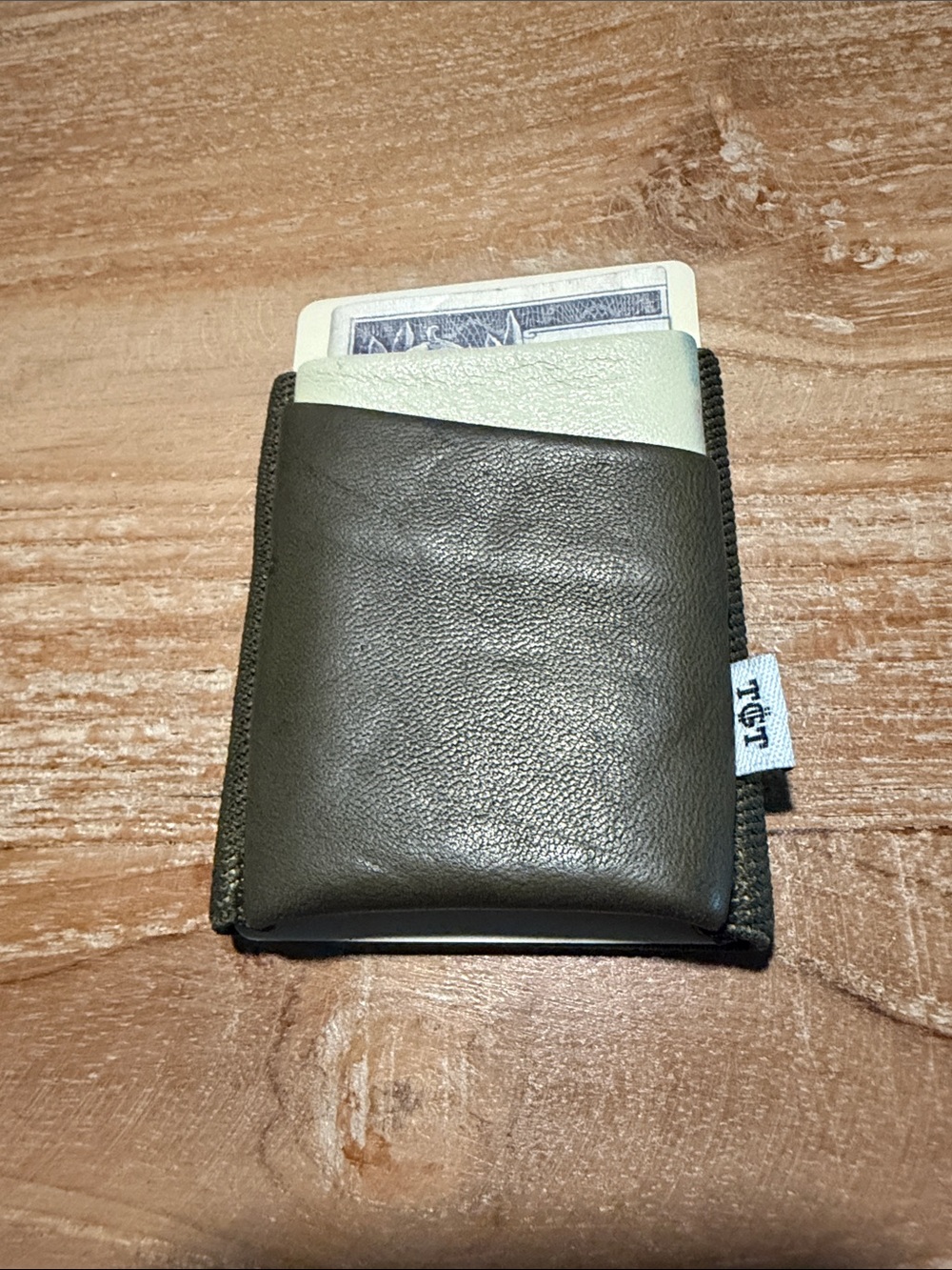 TGT Men's Card Wallet - Olive Green and Cream Deluxe